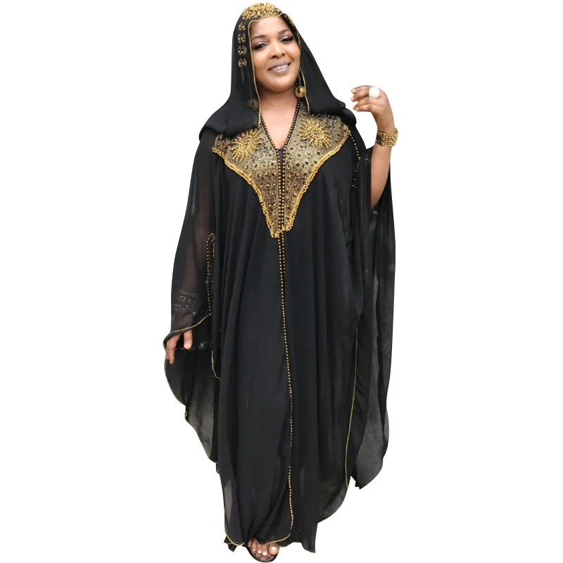 African Dresses For Women Beading Robes Long Maxi Dresses Fashion Plus Size Chiffon Dress Hooded Black Abaya Batwing Vestidos
African Dresses For Women Beading Robes Long Maxi Dresses Fashion Plus Size Chiffon Dress Hooded Black Abaya Batwing Vestidos