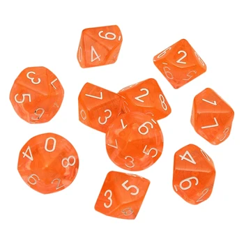 10-Dices D10 Ten Sided Gem Dice Die for RPG Dungeons&Dragons Board Table Games Transparent Orange
10-Dices D10 Ten Sided Gem Dice Die for RPG Dungeons&Dragons Board Table Games Transparent Orange