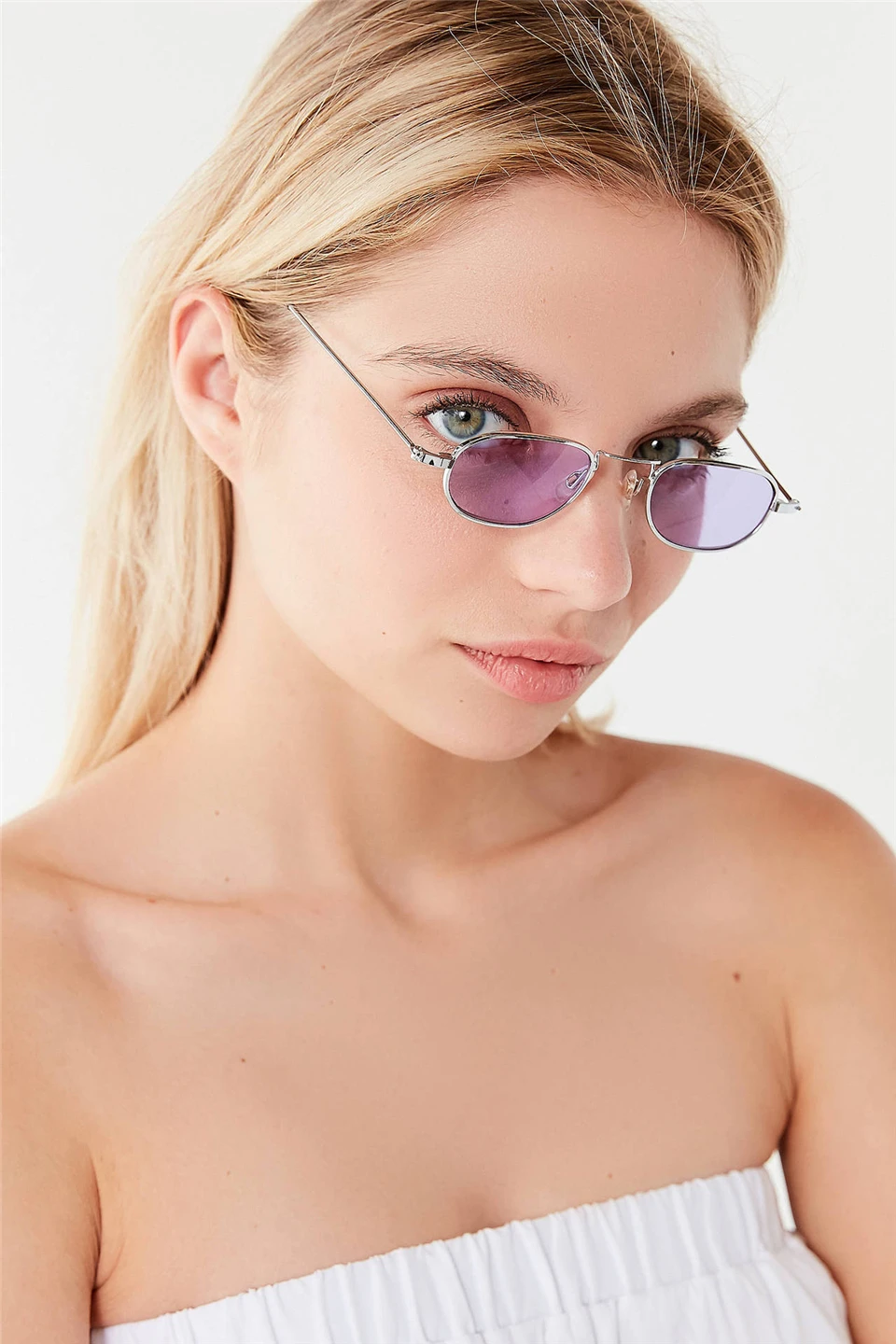 ALIKIAI Sunglasses Women Brand Designer Sea Color Sun glasses Transparent Matel Frame Clear Cat Eye Glasses Purple Shades (2)