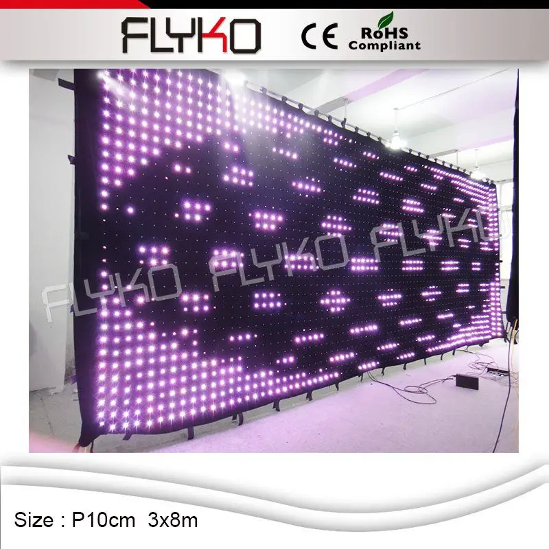 Flyko сценическая rgb осветительная ткань популярная светодиодная видеозанавеска