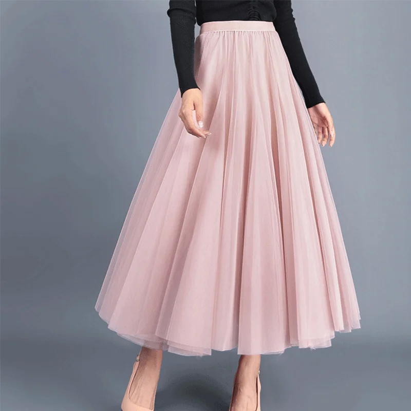 Women's Mesh High Waist Pink Tulle Maxi Skirt Pleated A-line Black Tutu Vintage Skirts Female 2019 Summer Fashion Casual Clothes
Women's Mesh High Waist Pink Tulle Maxi Skirt Pleated A-line Black Tutu Vintage Skirts Female 2019 Summer Fashion Casual Clothes