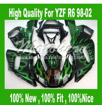 Pre_drilledYZF R6 Fairing for Yamaha YZF R6 1998-2002 YZF-R6 98-02 YZFR6 98 99 00 01 02 Fairings kit #g2tt5 green flame black
Pre_drilledYZF R6 Fairing for Yamaha YZF R6 1998-2002 YZF-R6 98-02 YZFR6 98 99 00 01 02 Fairings kit #g2tt5 green flame black