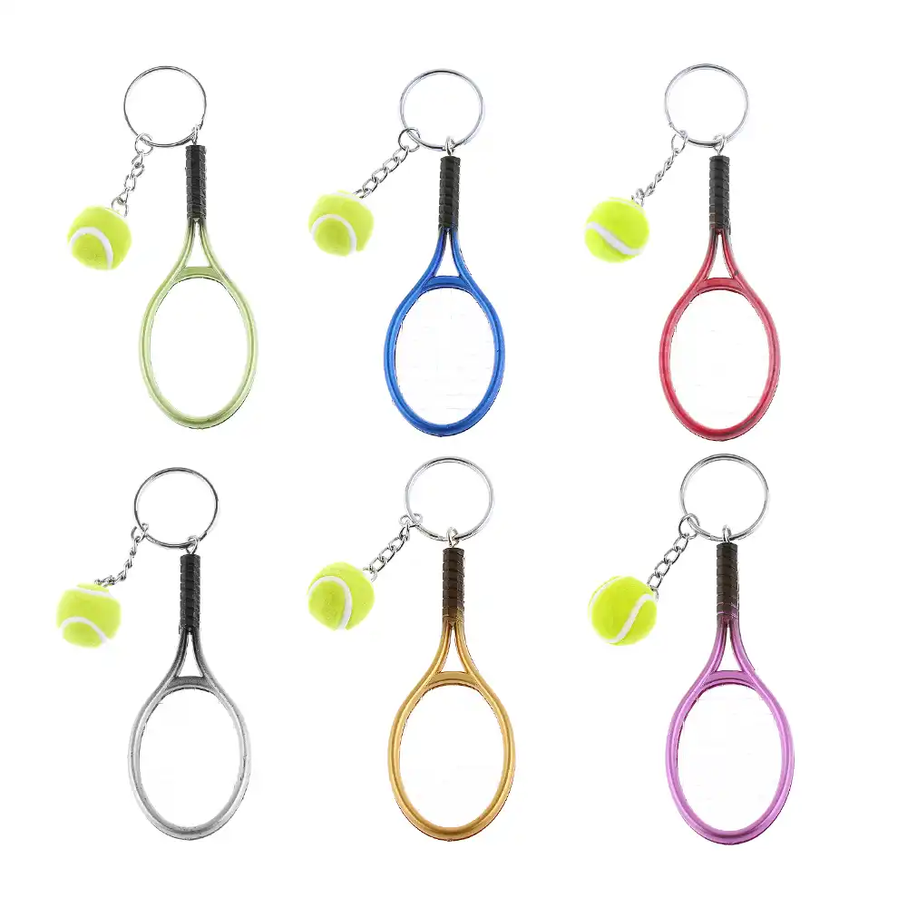 1 Pc ミニテニスラケットキーホルダーキーリングかわいいスポーツチャームテニスボールキーチェーンカーバッグペンダントキーリングギフト 6 色 Mini Tennis Rackets キーホルダーギフトキーホルダーキーリング Gooum