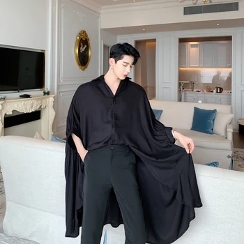 Men Stage Show Long Shirts Male Women Street Gothic Punk Irregular Big Hem Bat Short Sleeve Oversize Loose Black White Shirt
Men Stage Show Long Shirts Male Women Street Gothic Punk Irregular Big Hem Bat Short Sleeve Oversize Loose Black White Shirt