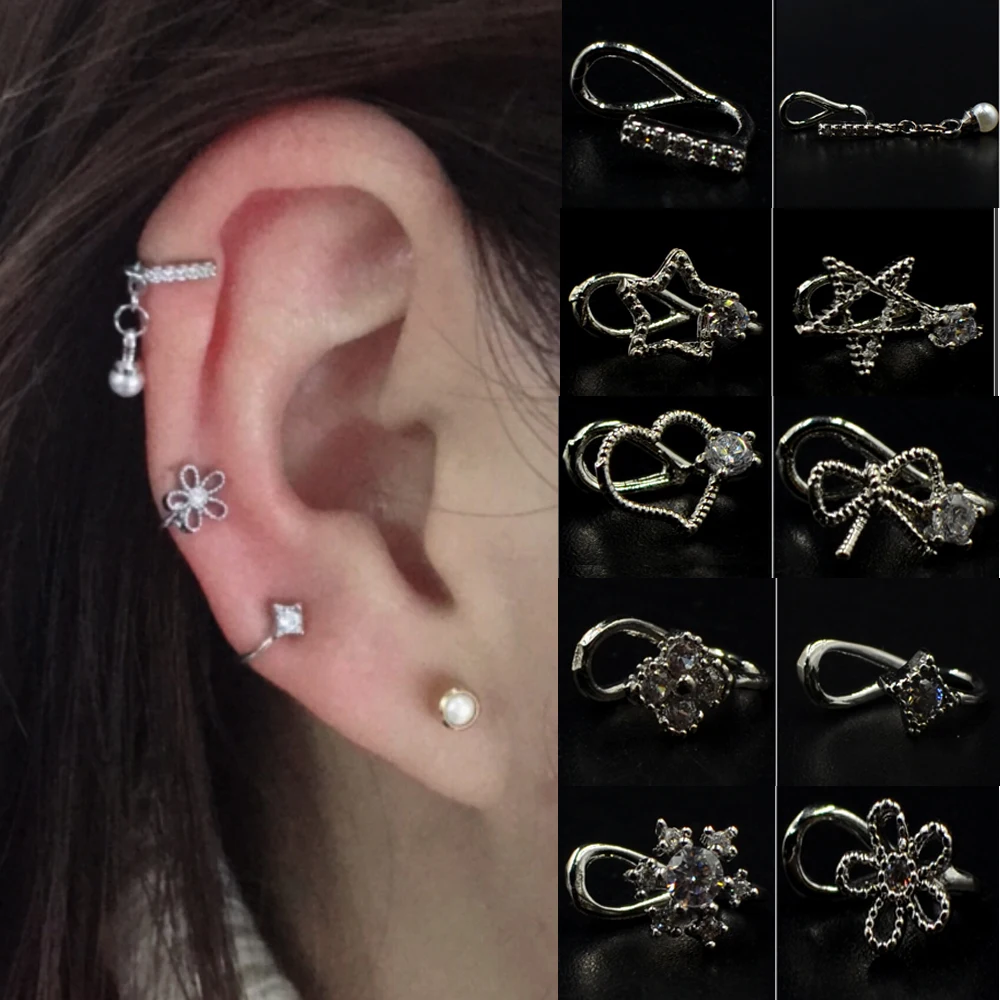 1Pc Zircon Star, Heart Flower Desgin Fashion Ear Cuff Clasp Ear Clip Faux Piercing Non Piercing Earring For Women Body Jewelry
1Pc Zircon Star, Heart Flower Desgin Fashion Ear Cuff Clasp Ear Clip Faux Piercing Non Piercing Earring For Women Body Jewelry