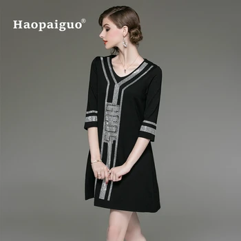 M-XXXL Plus Size Black A-Line Casual Dress Women V-neck Half Sleeve Elegant Mini Dress Women Loose Vintage Office Ladies Dresses
M-XXXL Plus Size Black A-Line Casual Dress Women V-neck Half Sleeve Elegant Mini Dress Women Loose Vintage Office Ladies Dresses