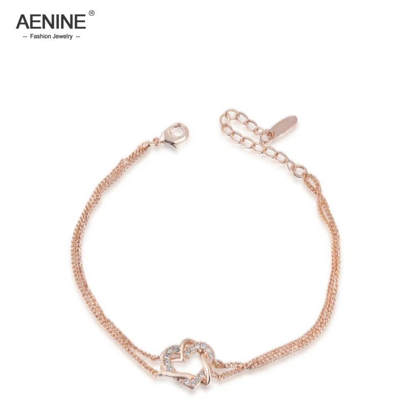 AENINE Classic Rhinestone Double Heart Bracelets Bangles Rose Gold Color Chain & Link Bracelet Jewelry For Women L2060012355
AENINE Classic Rhinestone Double Heart Bracelets Bangles Rose Gold Color Chain & Link Bracelet Jewelry For Women L2060012355
