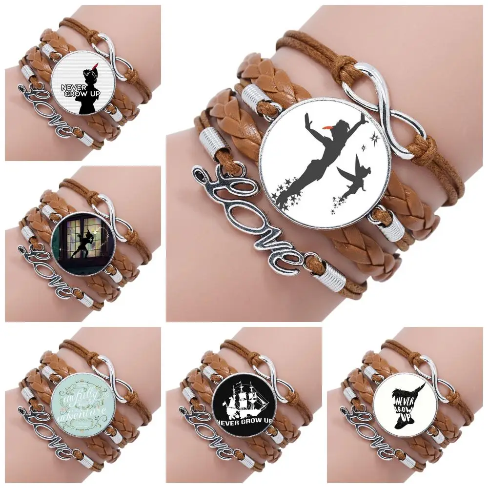 Brand Jewelry Multilayer Black/Brown Leather Bracelet Bangle Glass Dome For Women Handmade Girls Never Grow Up Peter Pan Quote
Brand Jewelry Multilayer Black/Brown Leather Bracelet Bangle Glass Dome For Women Handmade Girls Never Grow Up Peter Pan Quote