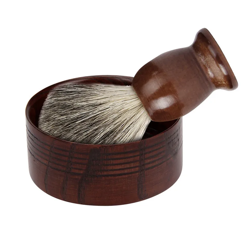 Image LOPTOP 2PCS Set Wet Shaving Badger Brush Classic Wood Bowl Mug Men Shave Tool A#