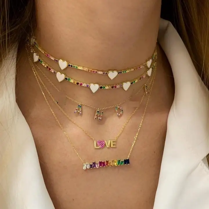 2019 Mother's Day gift rainbow multi color heart charm link chain choker gorgeous women statement necklace tennis chain chocker
2019 Mother's Day gift rainbow multi color heart charm link chain choker gorgeous women statement necklace tennis chain chocker