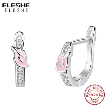 ELESHE Authentic 100% 925 Sterling Silver Pink Enamel Leaf Hoop Earrings For Children Girl Pave Crystal Earrings Fashion Jewelry
ELESHE Authentic 100% 925 Sterling Silver Pink Enamel Leaf Hoop Earrings For Children Girl Pave Crystal Earrings Fashion Jewelry
