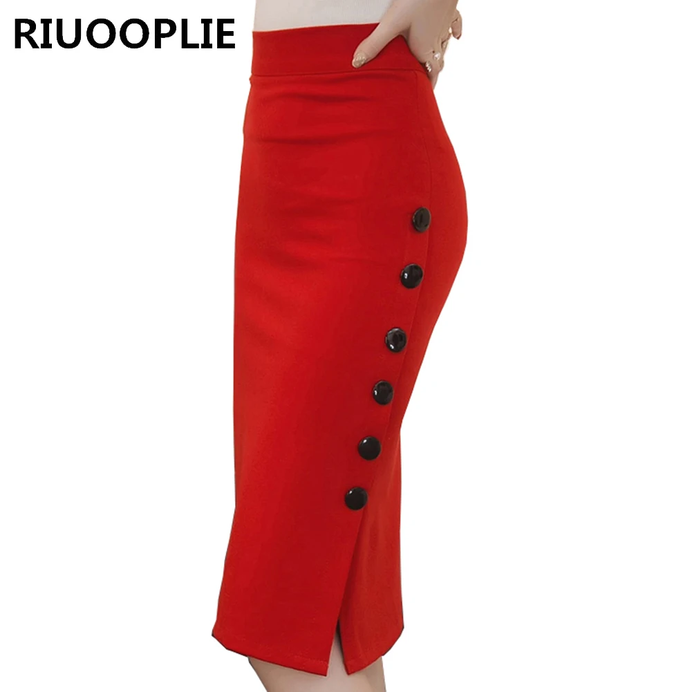 RIUOOPLIE Women Midi Skirt OL Sexy Open Slit Button Slim Pencil Skirt Elegant Ladies
RIUOOPLIE Women Midi Skirt OL Sexy Open Slit Button Slim Pencil Skirt Elegant Ladies