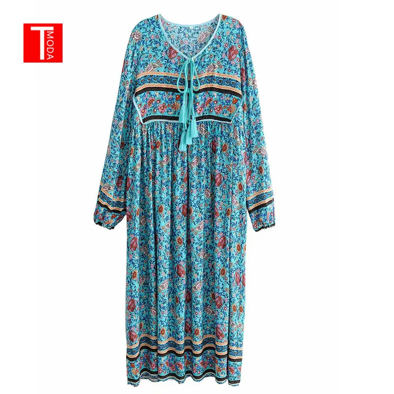2018 Autumn Bohemian Ethnic Location Paisley Floral Print Lacing Up Tied Bow Tassel Fashion Long Sleeve Loose Vintage Dress
2018 Autumn Bohemian Ethnic Location Paisley Floral Print Lacing Up Tied Bow Tassel Fashion Long Sleeve Loose Vintage Dress