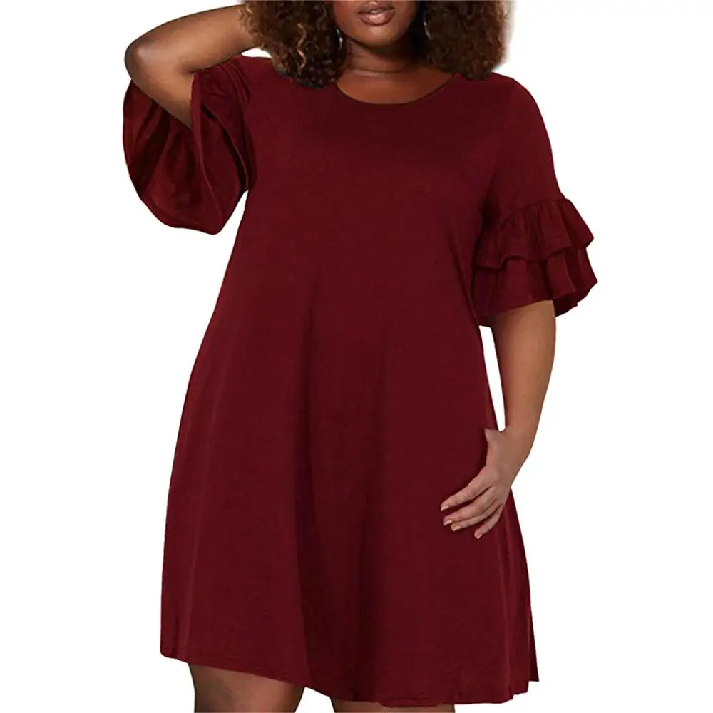 Women Plus Size Vintage Shirt Dress 2019 Casual Ruffle Sleeve Party Dress Pleated Summer Beach Vestidos streetwear ED
Women Plus Size Vintage Shirt Dress 2019 Casual Ruffle Sleeve Party Dress Pleated Summer Beach Vestidos streetwear ED