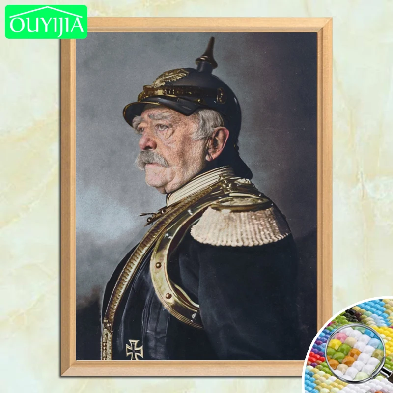 

German Prime Minister Otto Von Bismarck Martial Attire 5D DIY Diamond Painting Full Square Diamond Embroidery Rhinestone Picture