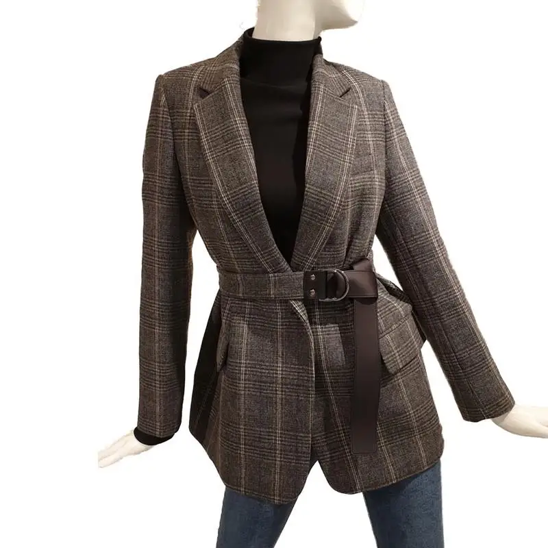 Women 2019 Spring Autumn New Fashion Lapel Long Sleeve Suit Coat Female Vintage Plaid Single Button Belt Outwear Slim Blazer L49
Women 2019 Spring Autumn New Fashion Lapel Long Sleeve Suit Coat Female Vintage Plaid Single Button Belt Outwear Slim Blazer L49