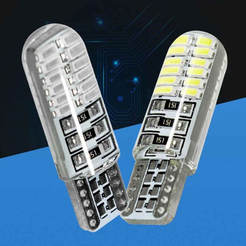 100pcs T10 W5W Silicone Case 24 SMD 3014 LED Car Reading Light 192 168 501 24SMD 24 LED Auto Wedge Bulb Parking Lamps 12V 100X
100pcs T10 W5W Silicone Case 24 SMD 3014 LED Car Reading Light 192 168 501 24SMD 24 LED Auto Wedge Bulb Parking Lamps 12V 100X