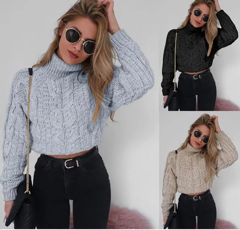 Women Sweater Female Festivals Parties Ladies Clothing Top Short long-sleeved high-collar sexy umbilical twist knitted sweater
Women Sweater Female Festivals Parties Ladies Clothing Top Short long-sleeved high-collar sexy umbilical twist knitted sweater