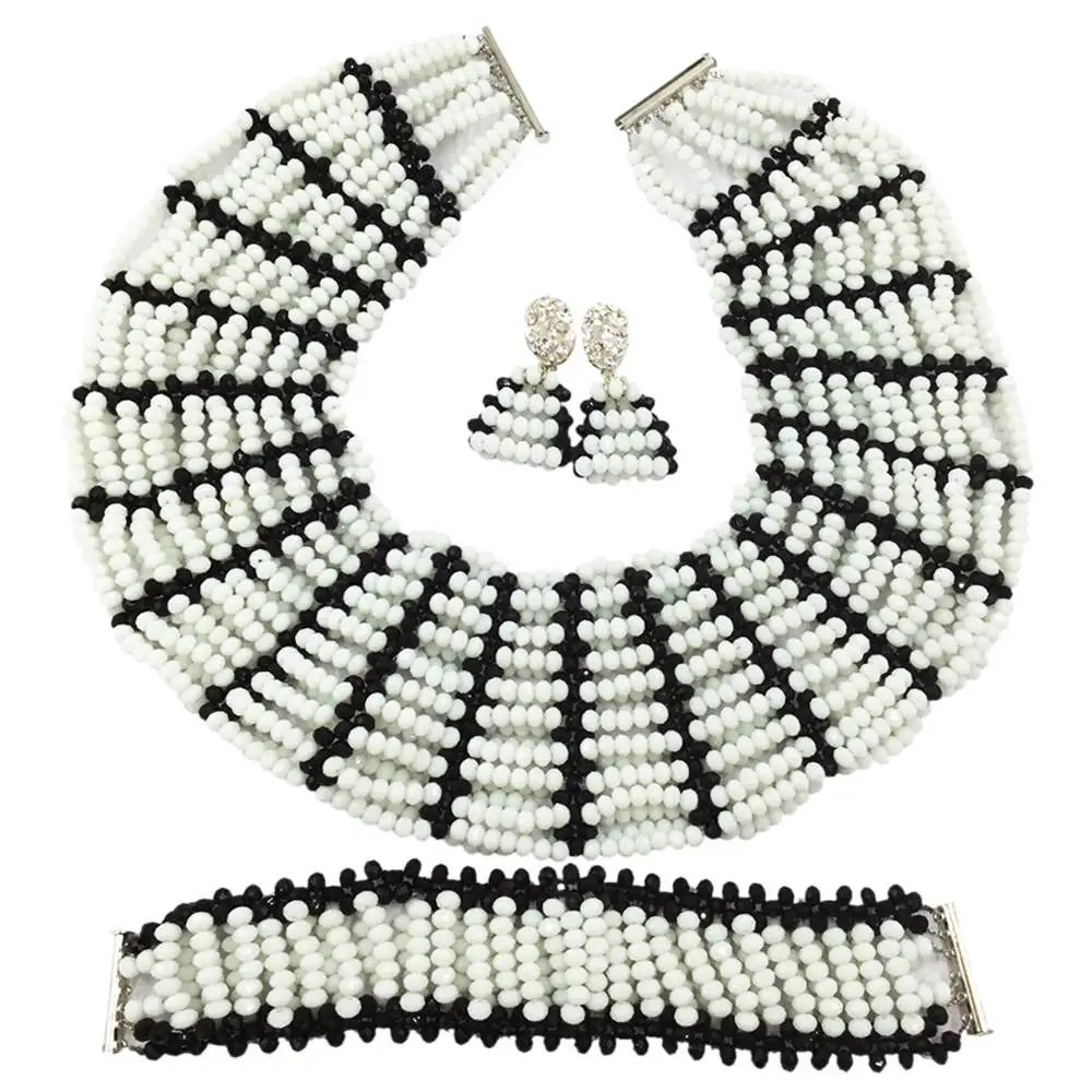 Fashion White and Black Crystal Beaded African Necklace Nigerian Traditional Wedding Beads Jewelry Set 10C-SXK-019
Fashion White and Black Crystal Beaded African Necklace Nigerian Traditional Wedding Beads Jewelry Set 10C-SXK-019