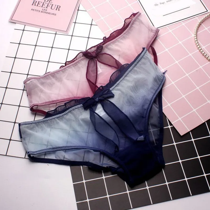 Wasteheart Women Fashion Red Blue Trim Bow Mesh Sexy Panties Cotton Bottom Low Waist Panties Underwear Lingerie Gradient 3 color
Wasteheart Women Fashion Red Blue Trim Bow Mesh Sexy Panties Cotton Bottom Low Waist Panties Underwear Lingerie Gradient 3 color