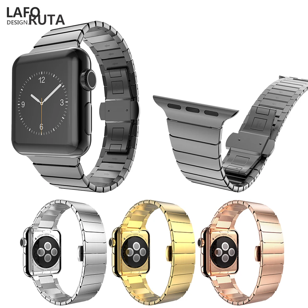 

Laforuta Luxury Stainless Steel Strap for Apple Watch 44mm 40mm 42mm 38mm Watch Band Metal Link Bracelet for Iwatch 4 3 2 1