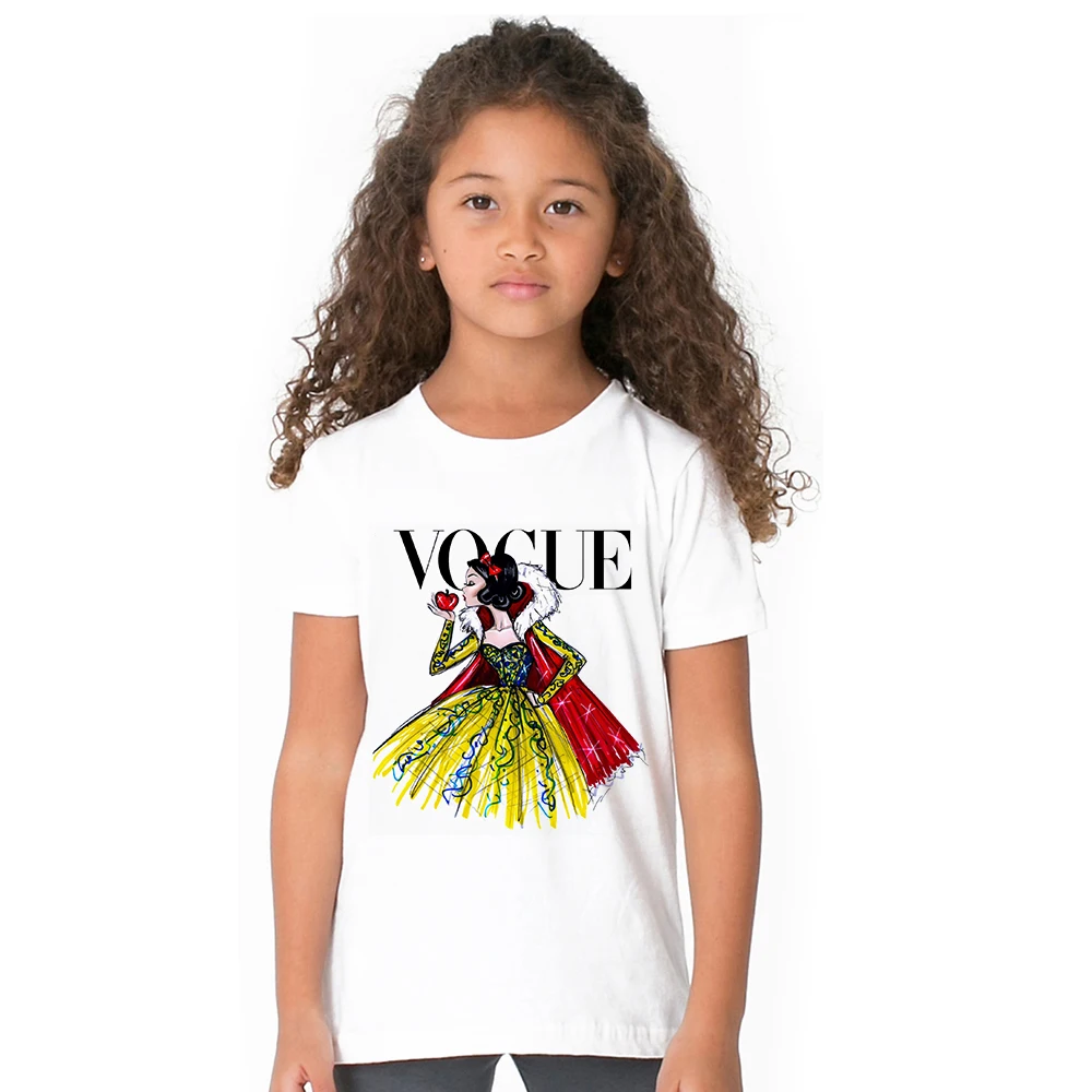 Vogue fashion cartoon princess print teen girl short sleeve t-shirt cool Vogue design children summer clothes toddler streetwear
Vogue fashion cartoon princess print teen girl short sleeve t-shirt cool Vogue design children summer clothes toddler streetwear