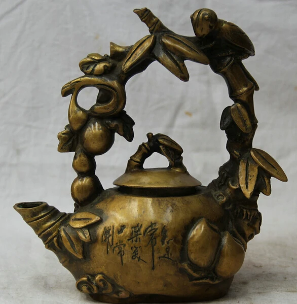 JP S0524 8 " China Chinese Brass Folk leaf leaf peach cucurbit Wine Tea Pot Flagon
JP S0524 8 " China Chinese Brass Folk leaf leaf peach cucurbit Wine Tea Pot Flagon