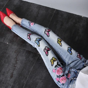 Summer Spring Fashion Women Embroidered Butterfly Skinny Elastic Pencil Jeans Pants , Korean Style Slim Denim Trousers For Woman
Summer Spring Fashion Women Embroidered Butterfly Skinny Elastic Pencil Jeans Pants , Korean Style Slim Denim Trousers For Woman