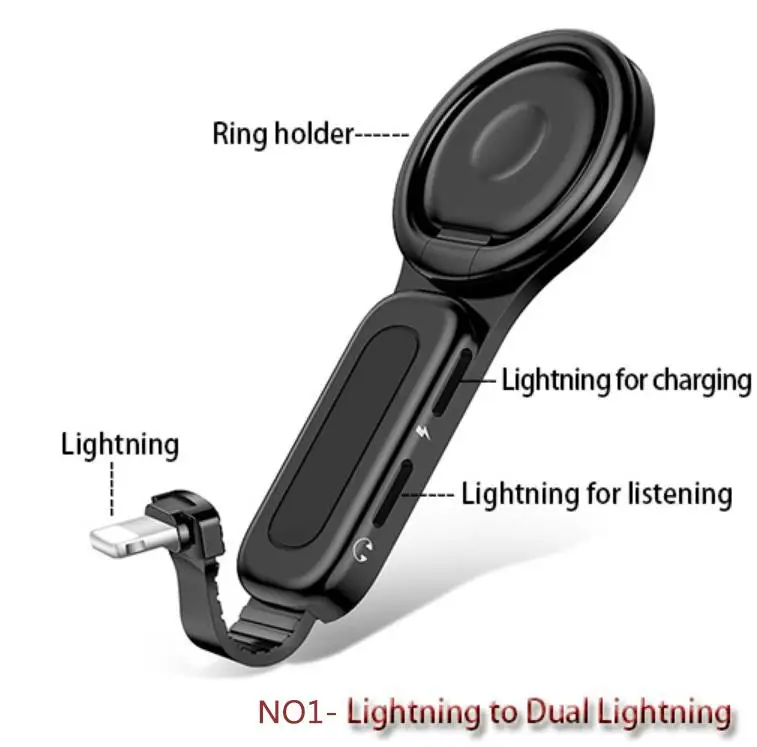 Dual Apple Interface Ring Bracket Adapter USAMS 3.5mm Audio and Charger Phone Holder 2A Fast Charging OTG Adapter for iPhone iOS
Dual Apple Interface Ring Bracket Adapter USAMS 3.5mm Audio and Charger Phone Holder 2A Fast Charging OTG Adapter for iPhone iOS