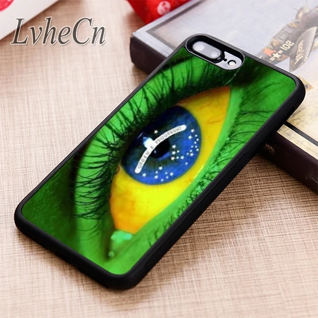 LvheCn чехол с бразильским флагом глаз для iPhone 5 6 6s 7 8 plus X XR XS max 11 12 Pro Samsung Galaxy S7 edge S8 S9
