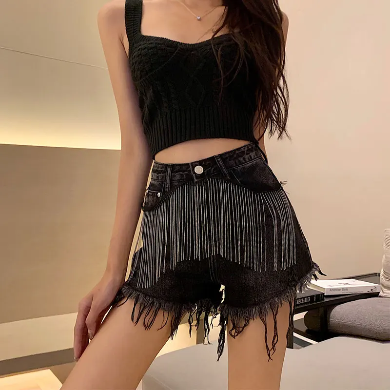2019 Summer European New Heavy Fringed Diamond Beads High Waist Jeans Cowboy Shorts Female Students Hole Shorts
2019 Summer European New Heavy Fringed Diamond Beads High Waist Jeans Cowboy Shorts Female Students Hole Shorts