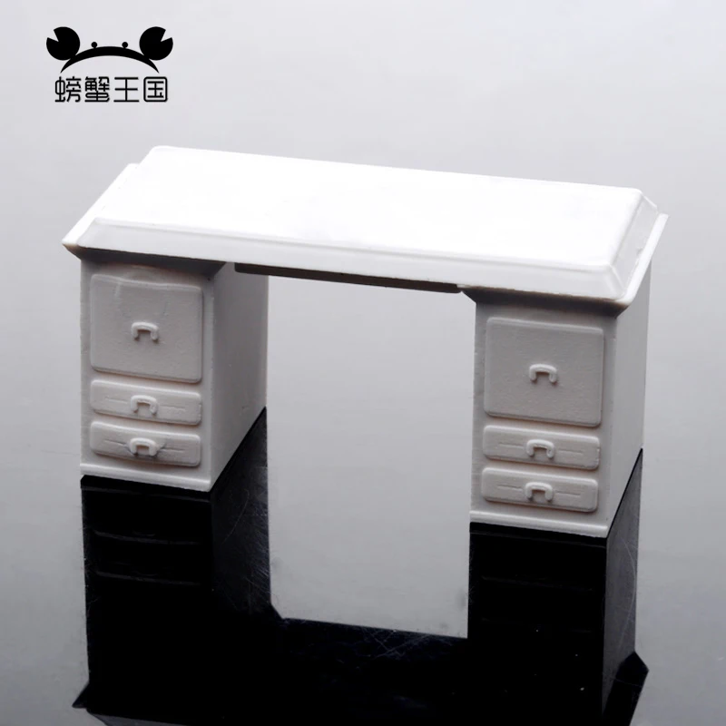 Фото Миниатюрная мебель для кукольного домика пластмассовый белый офисный стол