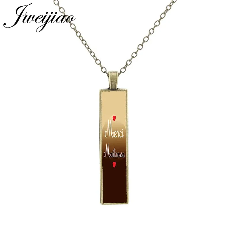 JWEIJIAO Vintage Merci Maitresse Rectangle Pendant Necklace Glass Image Cabochon Necklaces Jewelry Gift For Teachers CT314
JWEIJIAO Vintage Merci Maitresse Rectangle Pendant Necklace Glass Image Cabochon Necklaces Jewelry Gift For Teachers CT314