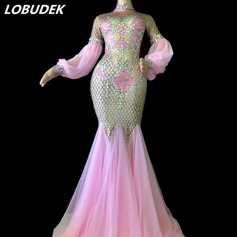 Pink Sparkly Rhinestones Trailing Dress Women Sexy Birthday Celebration Long Dress Bar DJ Party Prom Singer Performance Costume
Pink Sparkly Rhinestones Trailing Dress Women Sexy Birthday Celebration Long Dress Bar DJ Party Prom Singer Performance Costume