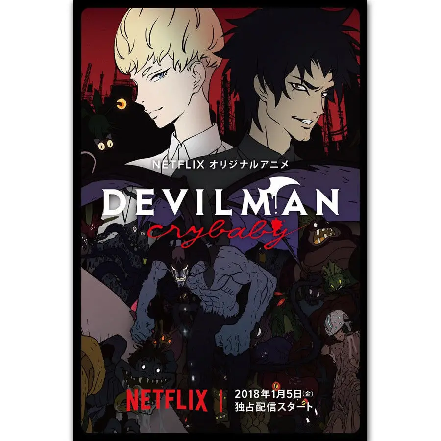 Фото Q1697 Плакаты и принты Devilman Crybaby обувь для косплея Аниме ТВ серии шоу Netflix 14x21 24x36