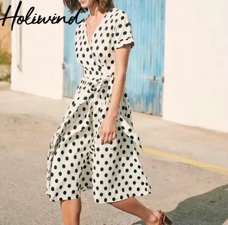 2019 Summer Women Polka Dots White Dress V-neck Wrap Dress Retro Vintage Midi Dresses Summer Vestidos Female
2019 Summer Women Polka Dots White Dress V-neck Wrap Dress Retro Vintage Midi Dresses Summer Vestidos Female