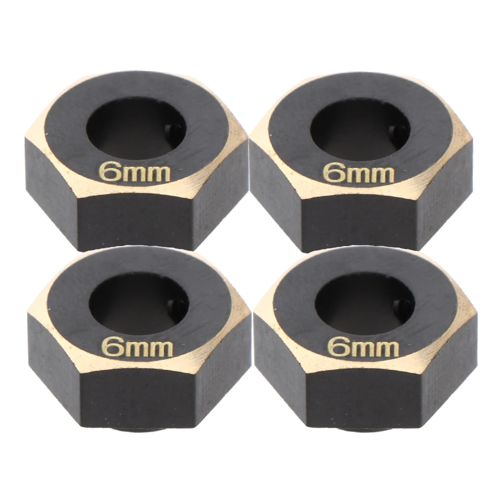 4Pcs Machined Brass 6mm Wheel Hex Hub Adapter for 1/10 Traxxas -4 Climbing Crawler RC Hobby Model Car