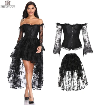 Steampunk Corset Sexy Gothic Bustier Irregular Palace Style Top Lace Strapless Dress 14 Steel Boned Slimming Burlesque Clothes
Steampunk Corset Sexy Gothic Bustier Irregular Palace Style Top Lace Strapless Dress 14 Steel Boned Slimming Burlesque Clothes