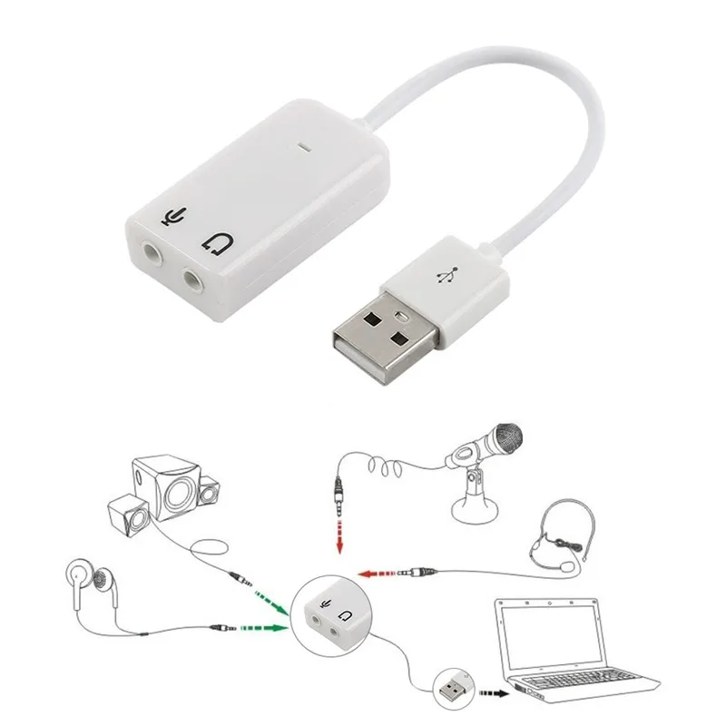White 2.0 Virtual 7.1 Channel External USB Audio Sound Card Adapter Sound Cards For Mac Laptop PC notebook
White 2.0 Virtual 7.1 Channel External USB Audio Sound Card Adapter Sound Cards For Mac Laptop PC notebook
