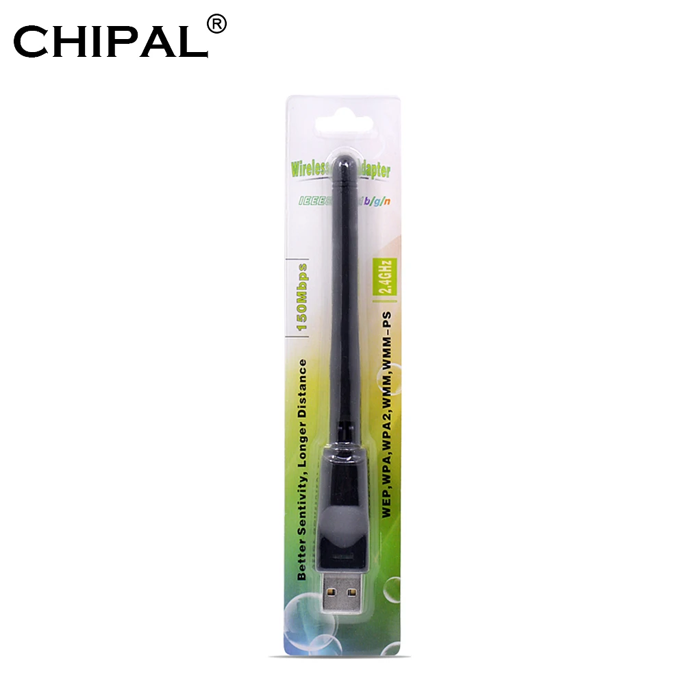 CHIPAL Ralink RT5370 150Mbps Wireless Network Card Mini USB 2.0 WiFi Adapter 2dbi Antenna PC LAN Wi-Fi Receiver Dongle 802.11n
CHIPAL Ralink RT5370 150Mbps Wireless Network Card Mini USB 2.0 WiFi Adapter 2dbi Antenna PC LAN Wi-Fi Receiver Dongle 802.11n