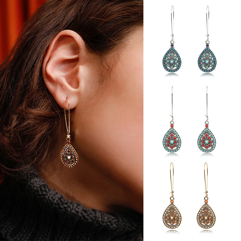Wedding Party Jewelry Accessories Dangle Beads Vintage 4 Colors 1Pair Boho Girls Ethnic Water Drop India Drop Earrings
Wedding Party Jewelry Accessories Dangle Beads Vintage 4 Colors 1Pair Boho Girls Ethnic Water Drop India Drop Earrings