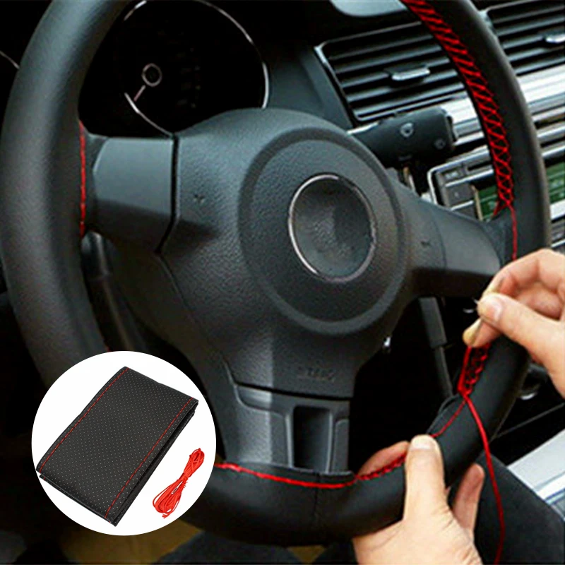 Car Leather Steering Wheel Cover Case DIY Braid Leather Steering Wheel With Needle & Thread Diameter 38cm Car-styling
Car Leather Steering Wheel Cover Case DIY Braid Leather Steering Wheel With Needle & Thread Diameter 38cm Car-styling