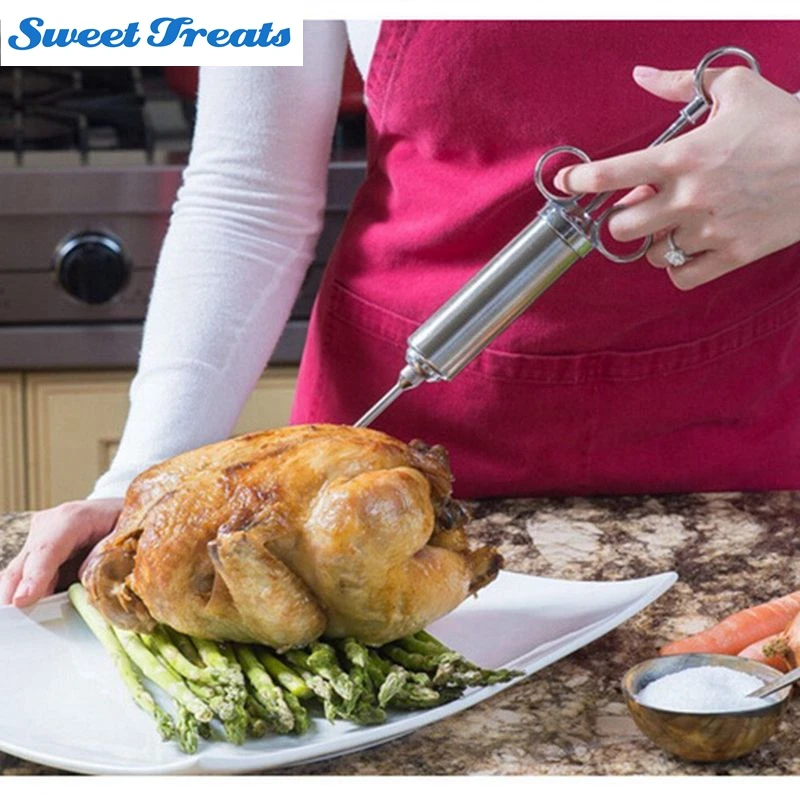 Stainless Steel Meat Injector- Marinade Injector Gun Flavor Needle Meat BBQ Tool Flavor Cooking Syringe with 2 Needles
Stainless Steel Meat Injector- Marinade Injector Gun Flavor Needle Meat BBQ Tool Flavor Cooking Syringe with 2 Needles