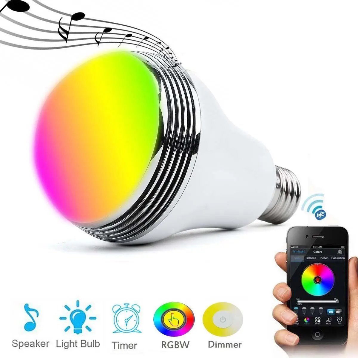 E27 9W Smart Led Bulb Light , Smart Lamp Light Bulb Bluetooth Control RGB Color Timer Function Function Built-in Music Speaker
E27 9W Smart Led Bulb Light , Smart Lamp Light Bulb Bluetooth Control RGB Color Timer Function Function Built-in Music Speaker