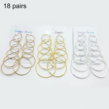 18 Pairs Simple Punk Big Hoop Earrings Multiple Loop Earring Set Fashion Circle Jewelry for Women Female Ear Decor Hot
18 Pairs Simple Punk Big Hoop Earrings Multiple Loop Earring Set Fashion Circle Jewelry for Women Female Ear Decor Hot