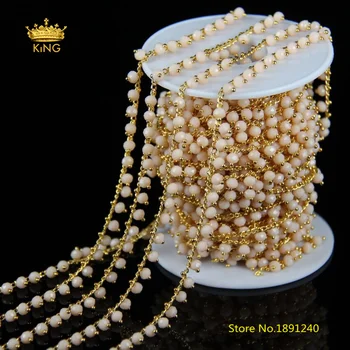 5meters Beige Glass 3x4mm Rosary Chains,Wire Wrapped Faceted Rondelle Glass Gold Color Copper Links Fashion Chain Supplies HX104 
5meters Beige Glass 3x4mm Rosary Chains,Wire Wrapped Faceted Rondelle Glass Gold Color Copper Links Fashion Chain Supplies HX104