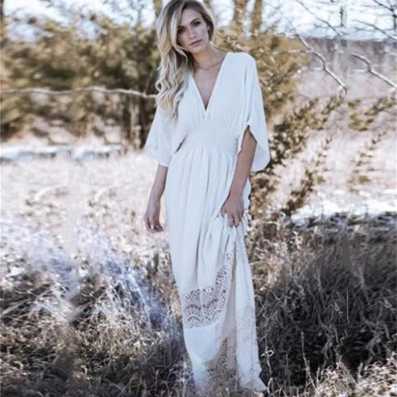 Women Vintage Lace Maxi Dress 2019 Summer Sexy V Neck Bohemian Dress Hollow Out Loose White Party Vestidos Plus Size
Women Vintage Lace Maxi Dress 2019 Summer Sexy V Neck Bohemian Dress Hollow Out Loose White Party Vestidos Plus Size
