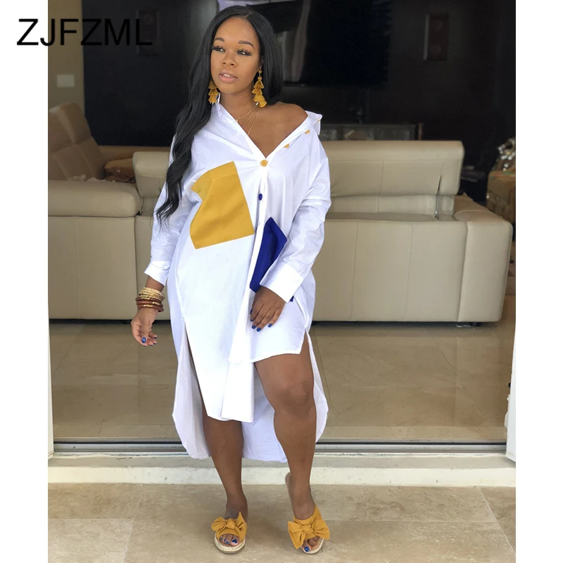 Single-Breasted Sexy Loose Shirt Dresss For Women Full Sleeve Side Split Plus Size Dress Streetwear Turn Down Collar Party Dress
Single-Breasted Sexy Loose Shirt Dresss For Women Full Sleeve Side Split Plus Size Dress Streetwear Turn Down Collar Party Dress