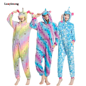 

Adult Animal Kigurumi Onesies Cartoon Sleepwear Home Wear Winter Flannel Pyjamas Women Unicorn Stitch Panda Hooded Pijama Sets