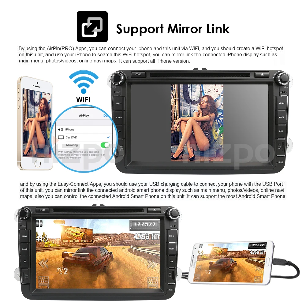 Clearance 8Inch Android 9.0 2 Din IPS Car DVD player For  V W/Golf/Tiguan/Skoda/Fabia/Rapid/Seat/Leon/Skoda Remote control Free camera IGO 7
